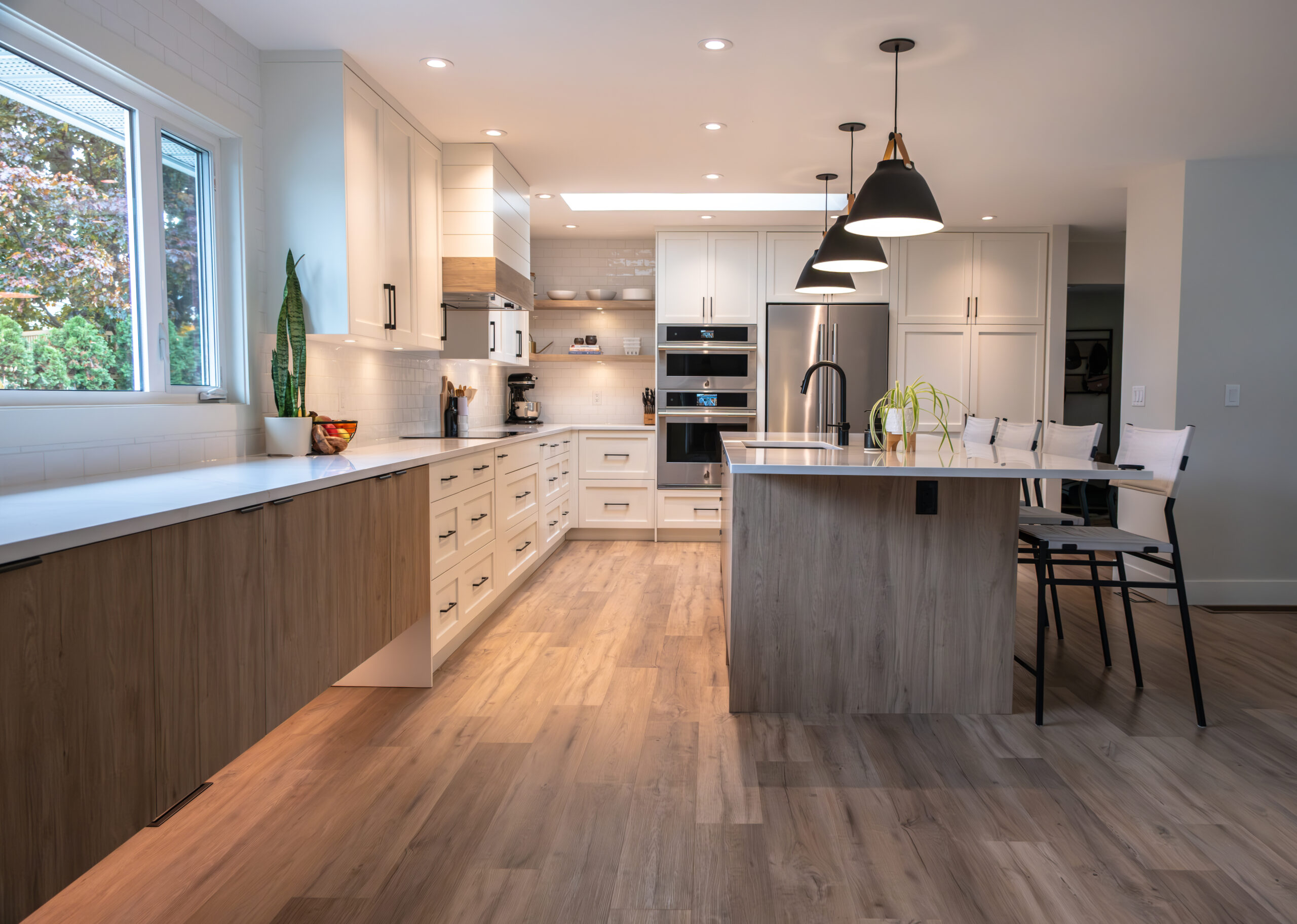 White, Black and Brown Design Custom Kitchen Kelowna